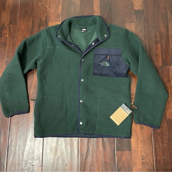 NWT The North Face Sherpa Jacket Men’s Large Green And Navy Blue Corduroy Pocket - Picture 1 of 7